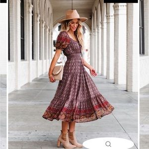 Harvest Moon Puff Sleeve Midi Dress